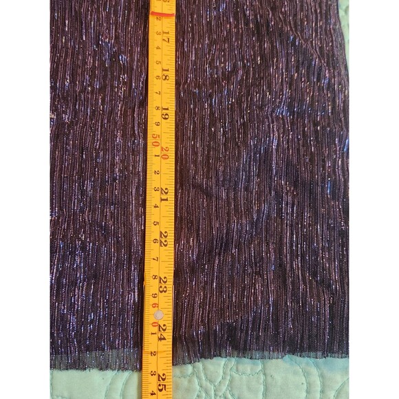 CeCe Small V-Neck Blue Metallic Sheer Lined Long Sleeve Top Whimsigoth, Holiday - Picture 6 of 6